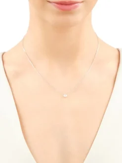 Naszyjnik z białego złota z brylantem laboratoryjnym - 0,30 ct - próba 585