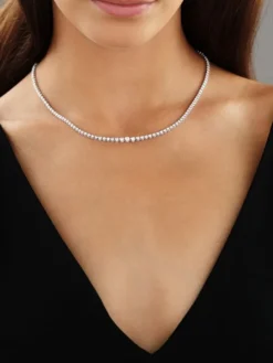 Naszyjnik z białego złota z brylantami - 43 cm, - 3,00 ct - próba 750