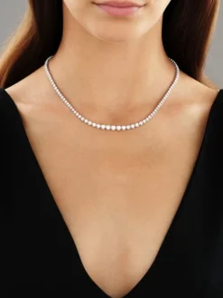 Naszyjnik z białego złota z brylantami - 43 cm - 6,73 ct - próba 750