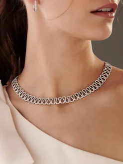 Naszyjnik z białego złota z brylantami - 6,79 ct - próba 585