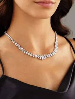 Naszyjnik z białego złota z diamentami - 43 cm - 17,20 ct - próba 750