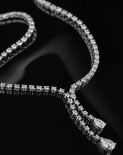 Naszyjnik z białego złota z diamentami - 43 cm - 7,85 ct - próba 750