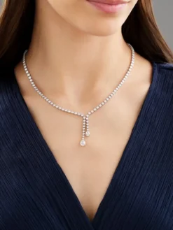 Naszyjnik z białego złota z diamentami - 43 cm - 7,85 ct - próba 750