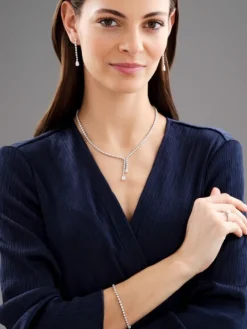 Naszyjnik z białego złota z diamentami - 43 cm - 7,85 ct - próba 750