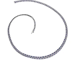 Naszyjnik z białego złota z brylantami i szafirami - próba 585