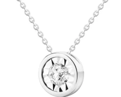 Naszyjnik z białego złota z brylantem - 0,10 ct - próba 375