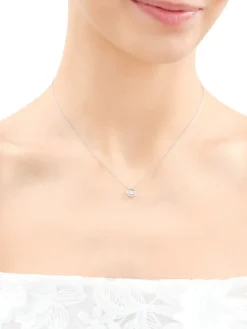 Naszyjnik z białego złota z brylantem - 0,10 ct - próba 375