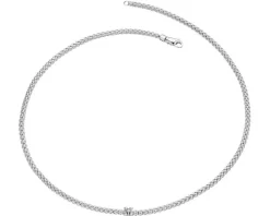 Naszyjnik z białego złota z brylantami - 43 cm - 0,12 ct - próba 750