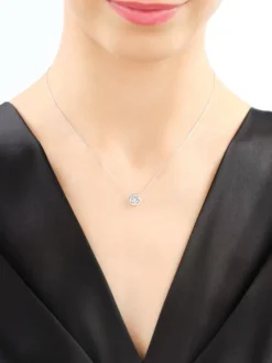 Naszyjnik z białego złota z brylantem - 0,03 ct - próba 585