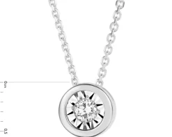 Naszyjnik z białego złota z brylantem - 0,05 ct - próba 375