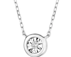 Naszyjnik z białego złota z brylantem - 0,01 ct - próba 375