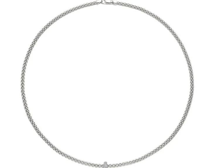 Naszyjnik z białego złota z brylantami - 0,18 ct - próba 750