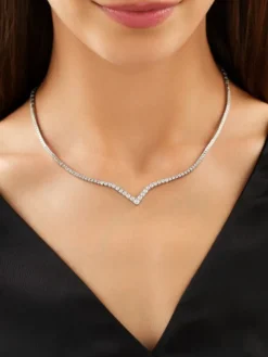 Naszyjnik z białego złota z brylantami - 44 cm - 3,40 ct - próba 750