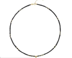 Naszyjnik z brylantem, labradorytami, agatami i elementami żółtego i białego złota - próba 375