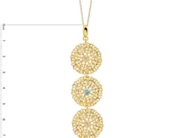 Naszyjnik z brązu pozłacany z cyrkonią - rozety