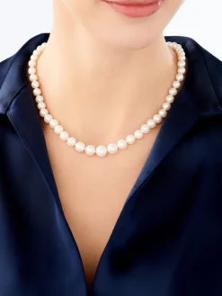 Naszyjnik z elementami z żółtego złota - perły