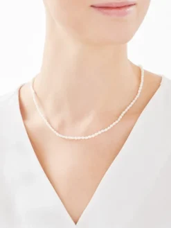 Naszyjnik z elementami z żółtego złota - perły