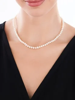 Naszyjnik z elementami z żółtego złota - perły