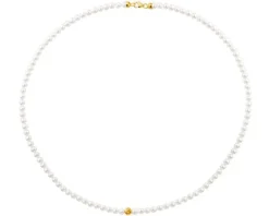 Naszyjnik z elementami z żółtego złota - perły