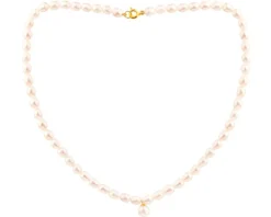Naszyjnik z elementami z żółtego złota - perły