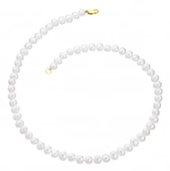 Naszyjnik z elementami z żółtego złota - perły