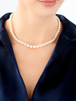 Naszyjnik z elementami z żółtego złota - perły