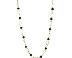 Naszyjnik z mosiądzu pozłacany ze szklanymi detalami