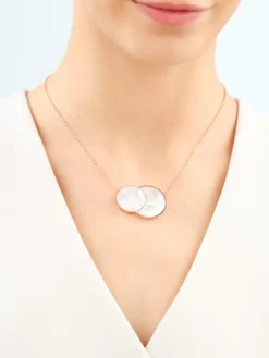 Naszyjnik z mosiądzu pozłacany z masą perłową - koła