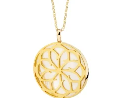 Naszyjnik z mosiądzu pozłacany z masą perłową