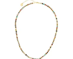 Naszyjnik z mosiądzu pozłacany z jaspisami