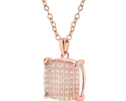 Naszyjnik z mosiądzu pozłacany z cyrkoniami i szklanym detalem - kwadrat