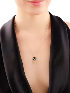 Naszyjnik z mosiądzu pozłacany z agatem i cyrkoniami - łapacz snów