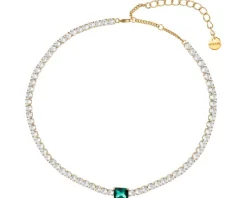 Naszyjnik z mosiądzu pozłacany z cyrkoniami