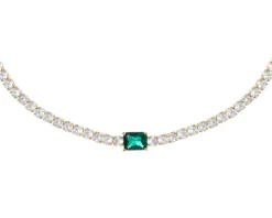 Naszyjnik z mosiądzu pozłacany z cyrkoniami