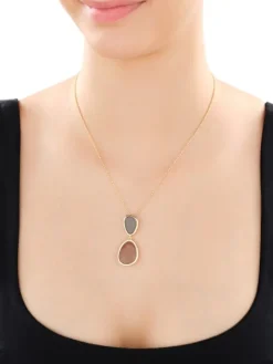 Naszyjnik z mosiądzu pozłacany z agatami