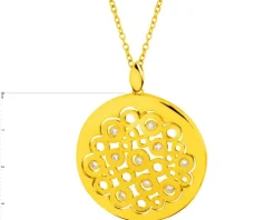 Naszyjnik z mosiądzu pozłacany z cyrkoniami