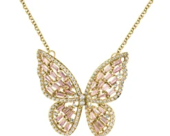 Naszyjnik z mosiądzu pozłacany z cyrkoniami - motyl