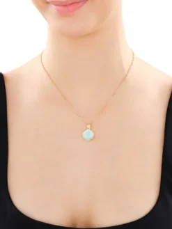 Naszyjnik z mosiądzu pozłacany z amazonitem i cyrkoniami