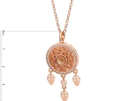 Naszyjnik z mosiądzu pozłacany z masą perłową, cyrkoniami i szklanym detalem - łapacz snów