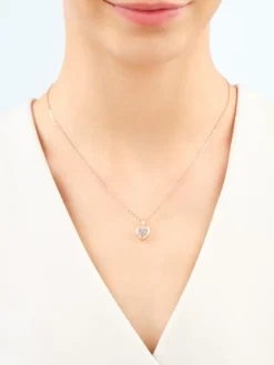 Naszyjnik z mosiądzu pozłacany z cyrkoniami i szklanym detalem - serce