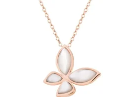 Naszyjnik z mosiądzu pozłacany z masą perłową - motyl