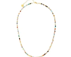 Naszyjnik z mosiądzu pozłacany z agatami