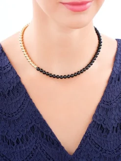 Naszyjnik z mosiądzu pozłacany z agatami