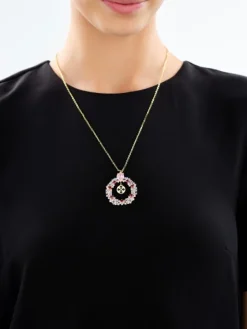 Naszyjnik z mosiądzu pozłacany z cyrkoniami