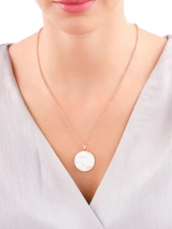 Naszyjnik z mosiądzu pozłacany z masą perłową