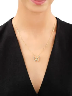 Naszyjnik z mosiądzu pozłacany z cyrkoniami - motyl