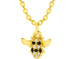 Naszyjnik z mosiądzu pozłacany z cyrkoniami - pszczółka