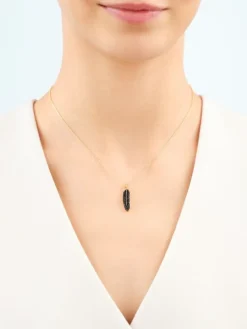 Naszyjnik z mosiądzu pozłacany z cyrkoniami - piórka