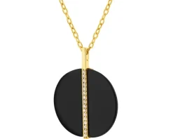 Naszyjnik z mosiądzu pozłacany z agatem i cyrkoniami