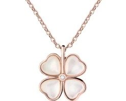 Naszyjnik z mosiądzu pozłacany z masą perłową - koniczyna